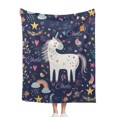Gift For Granddaughter - Personalized Unicorn Name Custom Blanket