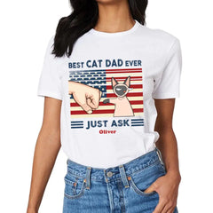 Chemise personnalisée - Best Cat Dad Ever Nation Flag Fist Bump