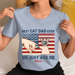Chemise personnalisée - Best Cat Dad Ever Nation Flag Fist Bump