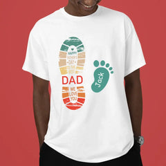 Chemise personnalisée avec noms d'empreintes de papa et d'enfants