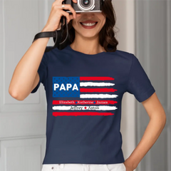 Chemise personnalisée avec nom PAPA - Drapeau américain
