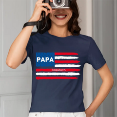 Chemise personnalisée avec nom PAPA - Drapeau américain