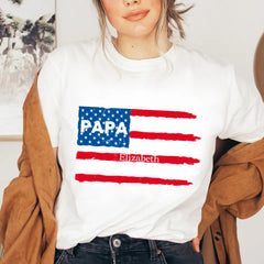 Chemise personnalisée avec nom PAPA - Drapeau américain