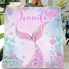 Livraison gratuite✈️Couverture personnalisée pour enfants en forme de sirène pour filles.