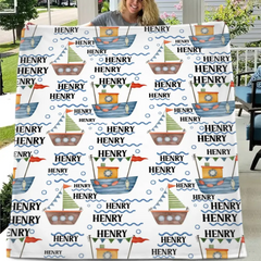 Livraison gratuite✈️Couverture personnalisée avec nom personnalisé pour bébé nautique