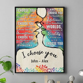 I Choose You To Do Life With - Couple Personalized Custom Vertical Canvas Wall Art