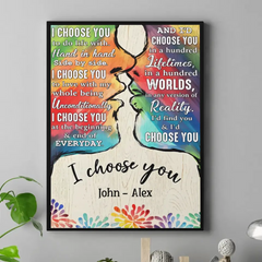 I Choose You To Do Life With - Couple Personalized Custom Vertical Canvas Wall Art