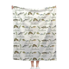 Fishing Baby Boy Blanket - Name Customized Fishing Blanket