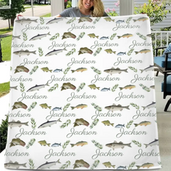Fishing Baby Boy Blanket - Name Customized Fishing Blanket