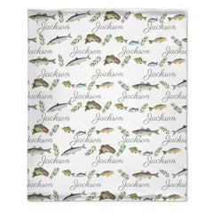 Fishing Baby Boy Blanket - Name Customized Fishing Blanket