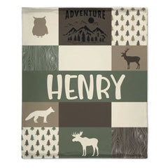 Customized Boy Names Nature Themed Baby Blanket, Great Birthday Gift