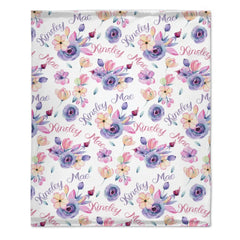 Livraison gratuite✈️Couverture personnalisée avec nom floral violet