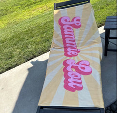 Serviette de plage personnalisée avec nom de Style Vintage, serviette de bain, cadeau d'anniversaire et de vacances