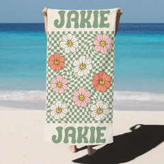Serviette de bain personnalisée avec nom de serviette de plage vintage