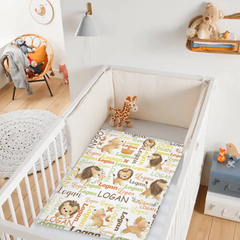Couverture personnalisée petit lion, prénom de bébé personnalisé, décoration de berceau, cadeau d'anniversaire