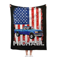 Personalized American Flag Background Car Blanket