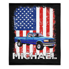 Personalized American Flag Background Car Blanket