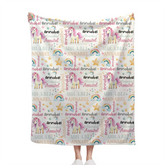 Couverture personnalisée avec nom de motif de licorne, pour garçons et filles, bébés