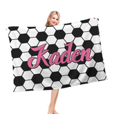 Name Custom Soccer Blanket, Personalized Soccer Gifts for Kids