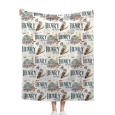 Personalized Wizard Owl Magic Book Custom Baby Name Blanket