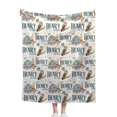 Personalized Wizard Owl Magic Book Custom Baby Name Blanket