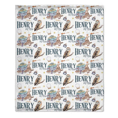 Personalized Wizard Owl Magic Book Custom Baby Name Blanket