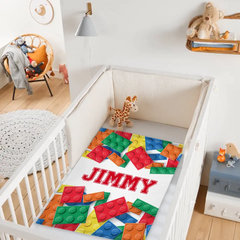 Personalized LEGO Blocks Gaming Blanket for Boys Girls Game Chair Room Decor for Game Lover