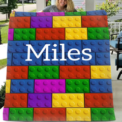 Personalized LEGO Bricks Custom Name Blanket