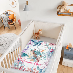 Personalized Colorful Under the Sea Turtle Blanket