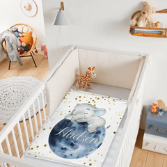 Sleeping Elephant Name Customized Kids Blanket Gift for Boys and Girls