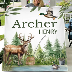 Personalized Hunter Baby Blanket, New Baby Gift, Duck Hunter Nursery Theme