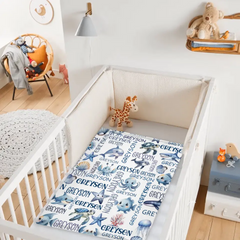 Customized Marine Animal Names Custom Blankets, Sea Turtle Swaddles, New Baby Gifts, Newborn Gifts