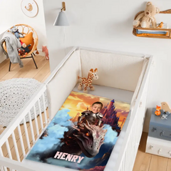 Custom Blankets Little Knight and Dragon Photo Gift, Boys Name Blanket