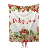 Strawberry Name Customized Blanket Gift for Girls