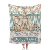 Name Customized Blanket Owl Bear Rabbit Fox Blanket