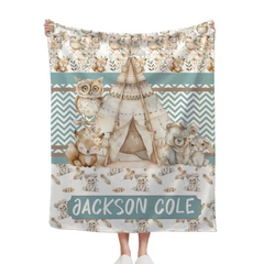 Name Customized Blanket Owl Bear Rabbit Fox Blanket