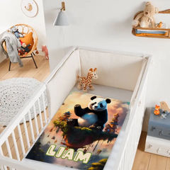 Personalized Cute Panda Custom Name Blanket, Birthday Gifts for Kids, Babies and Toddlers