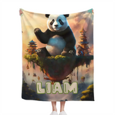 Personalized Cute Panda Custom Name Blanket, Birthday Gifts for Kids, Babies and Toddlers