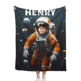 Personalized Astronaut Blanket With Photo, A Planet-Themed Gift For Outer Space Enthusiasts!