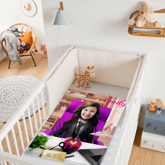 Photo Blanket, Girl in Suit with Photo, Customized Name Kids Blanket