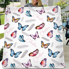 Butterflies Baby Blanket, Personalized Name Blanket Gift