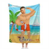 Muscle Body Face Custom Blanket, Mr. Bodybuilder Personalized Blanket