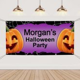 Personalized Halloween Party Banner With Big Pumpkin