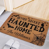 Custom Home Sweet Haunted Home Doormat - Family Personalized Home Decor Decorative Mat - Halloween Gift For Family Members