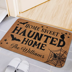 Custom Home Sweet Haunted Home Doormat - Family Personalized Home Decor Decorative Mat - Halloween Gift For Family Members