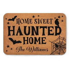 Custom Home Sweet Haunted Home Doormat - Family Personalized Home Decor Decorative Mat - Halloween Gift For Family Members