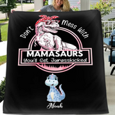 Family Customised Dinosaur Blanket - Personalised Name And Dinosaur Print Blanket - A Gift For Family,Mom