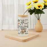 Custom Floral Pattern Daily Reminders Glass - Personalized Name Psychological Health Glasses - A Gift For Friend,Family