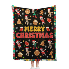Custom Christmas Family Blanket - Personalized Cartoon Photo Blanket, Funny Christmas Gift for Family Members