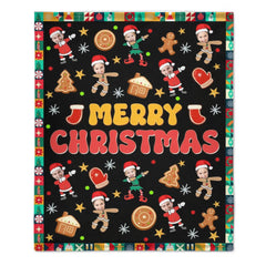 Custom Christmas Family Blanket - Personalized Cartoon Photo Blanket, Funny Christmas Gift for Family Members